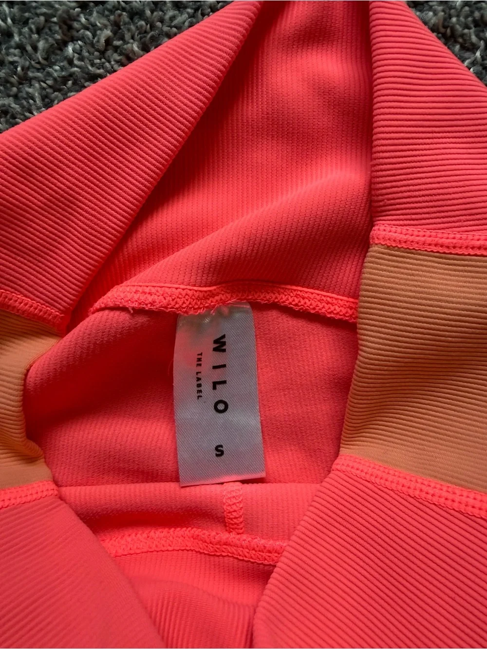Wilo The Label Ribbed Sports Bra Leggings Set Pink Peach Size Small
